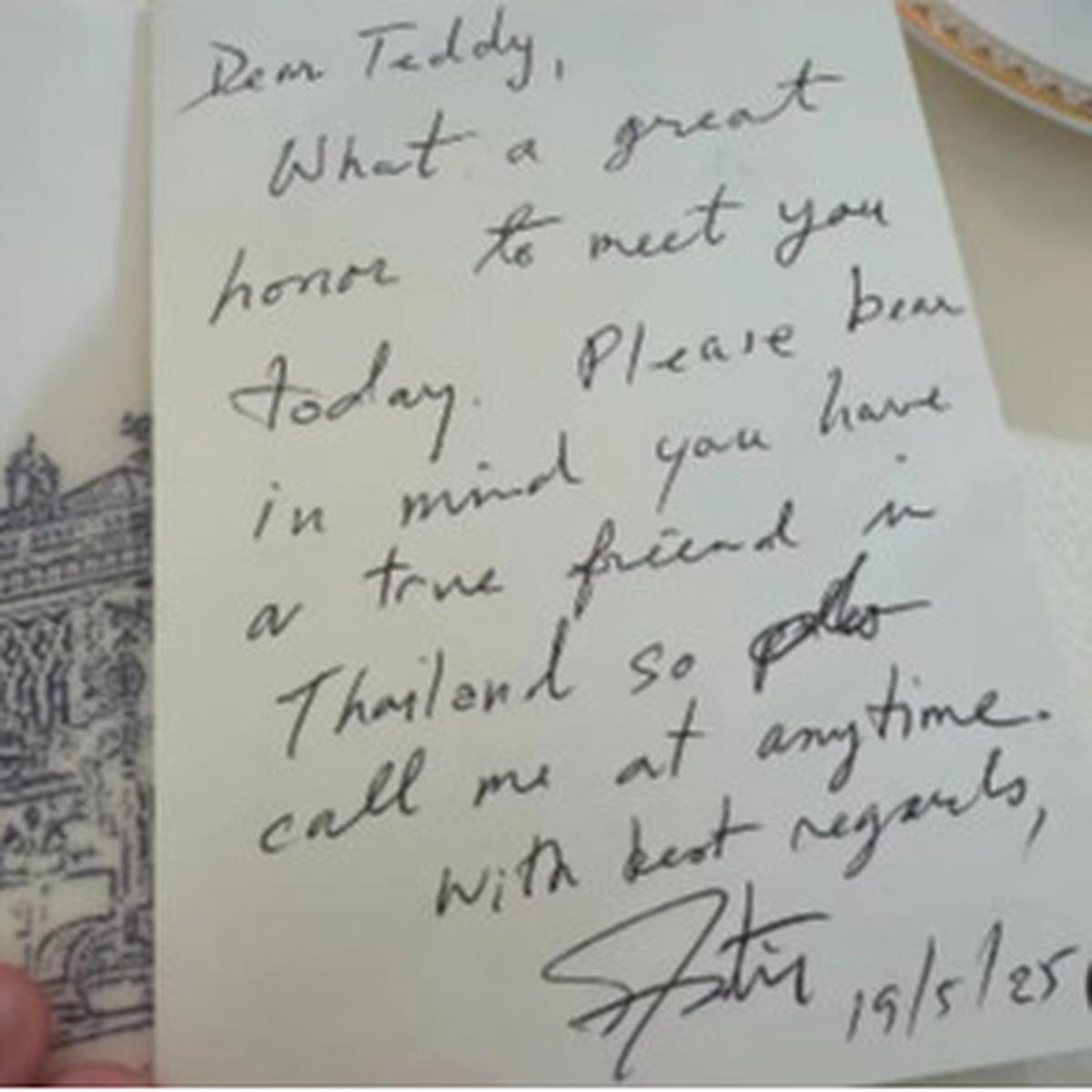Surat PM Thailand untuk Teddy