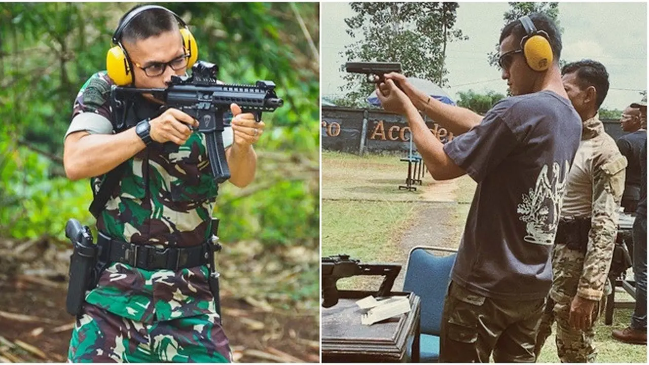 6 Potret Seleb Cowok Saat Latihan Menembak Ini Curi Perhatian