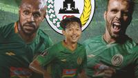 Cover Riki Dwi, Ze Valente, Boaz Solossa dengan background PSS Sleman (Bola.com/Bayu Kurniawan Santoso)