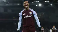 Penyerang Aston Villa, Marcus Rashford, merayakan golnya ke Brighton dalam lanjutan Premier League di Stadion Falmer, Kamis dini hari WIB (3-4-2025). (Bola.com/X @AVFCOfficlal)