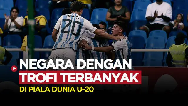 MOTION GRAFIS: Deretan Negara dengan Trofi Piala Dunia U-20 Terbanyak, Argentina di Urutan Pertama