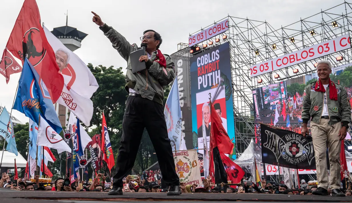 Acara tersebut dihadiri oleh para ketua umum partai politik pengusung Ganjar-Mahfud. (JUNI KRISWANTO/AFP)