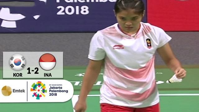 Adu Rally diperlihatkan saat Sung Jihyun vs Gregoria Mariska. Indonesia memenangkan pertandingan di game ke 3.
