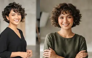 8 Potongan Rambut Pendek Wanita Keriting yang Tidak Bikin Wajah Bulat