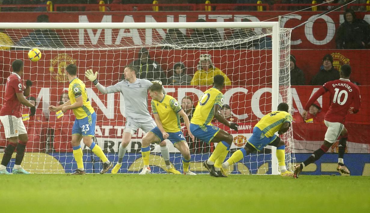 Secara keseluruhan Marcus Rashford tercatat melepas tiga tembakan, sekali mengirim umpan kunci, melepas empat umpan ke kotak penalti lawan, dan sekali melakukan intersep. (AP Photo/Dave Thompson)