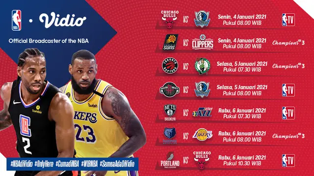 Jadwal NBA pekan ketiga di Vidio
