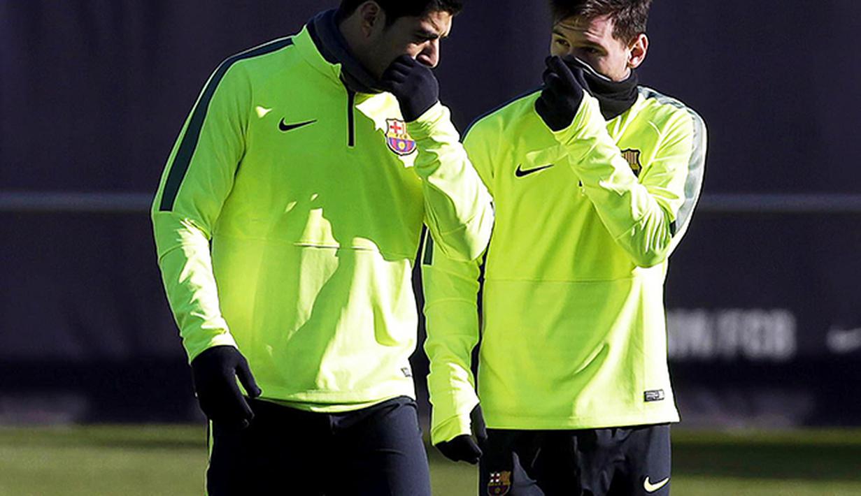 Lionel Messi dan Luis Suarez (EPA/Alberto Estevez)