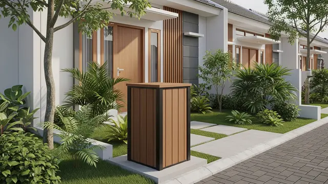 Desain Tempat Sampah Depan Rumah Minimalis Model Desain Komposit Kayu Plastik