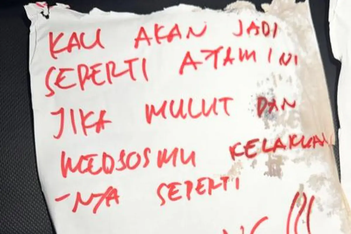 Salah satu surat berisi ancaman teror ke influencer DJ Donny.