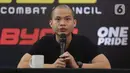 CEO Byon Combat Yoshua Marcellos Muliardo saat memberi keterangan terkait perkenalan Uni-Combat Council (UCC) di Media Center, Kementerian Pemuda dan Olahraga, Jakarta, Senin (16/6/2025). (Liputan6.com/Helmi Fithriansyah)