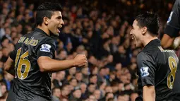 City akhirnya berhasil menyamakan kedudukan atas Chelsea lewat Sergio Aguero di menit ke-49 (AFP/Ben Stansall)