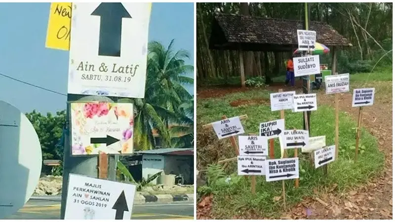 6 Potret Petunjuk Jalan Nikahan Nyeleneh Ini Bikin Tamu Undangan Bingung