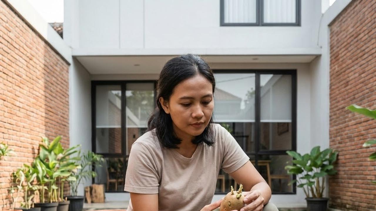 Memilih bibit kentang untuk ditanam di pot (Gemini AI)