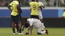 Ekspresi kecewa pemain Fiji, Sakiusa Saqiri setelah kalah 0-9 dari Ekuador pada laga lanjutan Grup B Piala Dunia U-20 2023 di Santiago del Estero, Argentina, Sabtu, 27/05/2023. (AP Photo/Nicolas Aguilera)