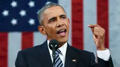 Presiden AS, Barack Obama menyampaikan pidato kenegaraan tahunan, State of the Union (SOTU) di hadapan parlemen di Washington, Selasa (12/1). Pidato ini merupakan pidato SOTU terakhir Obama setelah menjabat selama dua periode. (REUTERS/Evan Vucci/Pool)