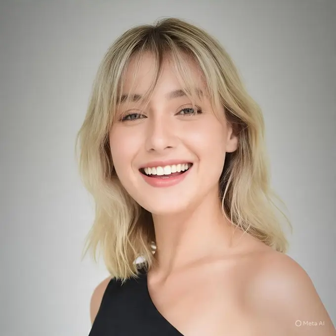 Blonde Balayage dengan Belahan Tengah