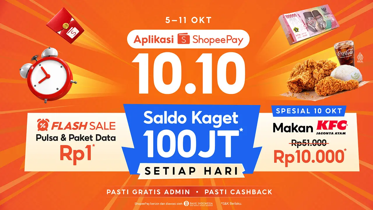Jangan Lewatkan Promo 10.10, Makan KFC Cuma Rp10 Ribu via Aplikasi ShopeePay