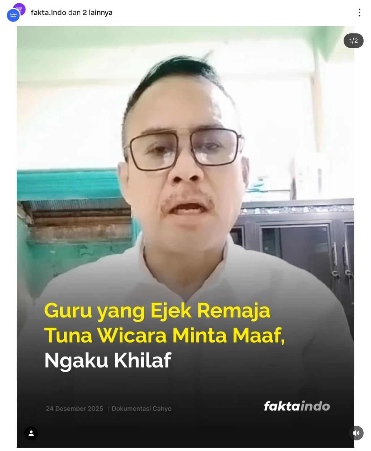 Guru ejek remaja tuna rungu minta maaf