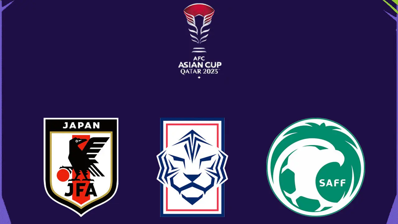 Piala Asia - Logo Timnas Jepang, Timnas Korsel, dan Timnas Arab Saudi