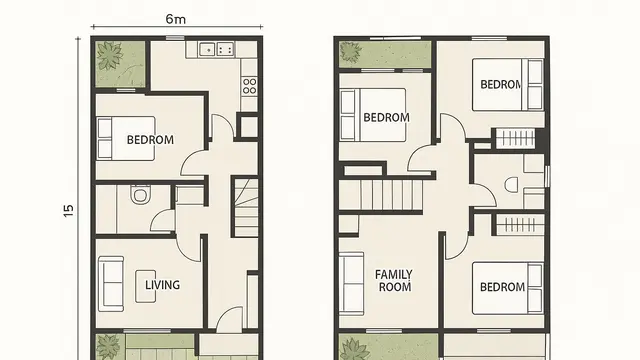 7 Desain Rumah 6x15 2 Lantai 4 Kamar Tidur, Nyaman untuk Hunian Keluarga Modern 2025