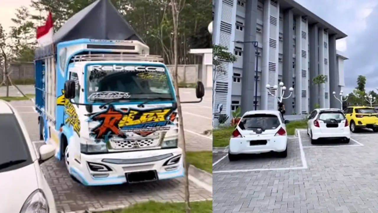 Bawa truk ke kampus (TikTok/@bismo_putro)