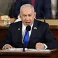 PM Israel Benjamin Netanyahu saat memberikan pidato di hadapan Kongres Amerika Serikat (AS) pada Rabu (24/7/2024). (Dok. AP Photo/Julia Nikhinson)
