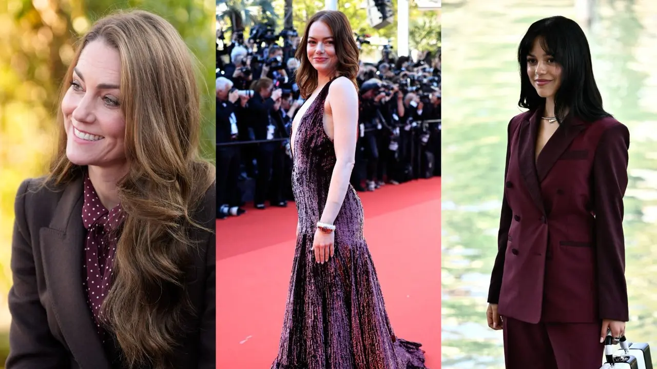 Inspirasi tampilan busana burgundy dari Kate Middleton hingga Emma Stone