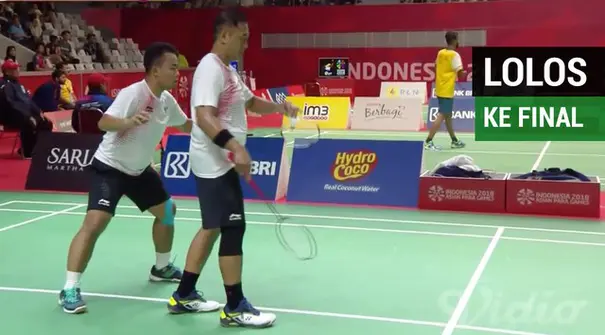 Tim beregu putra bulutangkis Indonesia, Prawinegara/Susanto berhasil menuju final setelah berhasil mengalahkan tim Thailad dengan skor 21-8 dan 21-17, Minggu (7/10/2018).