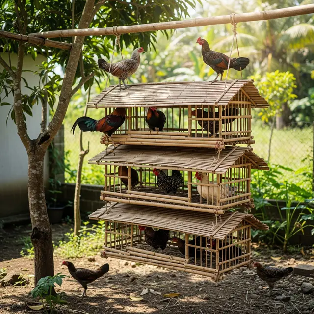 9 Model Kandang Ayam Bambu Tingkat, Efisiensi Maksimal Lahan Terbatas