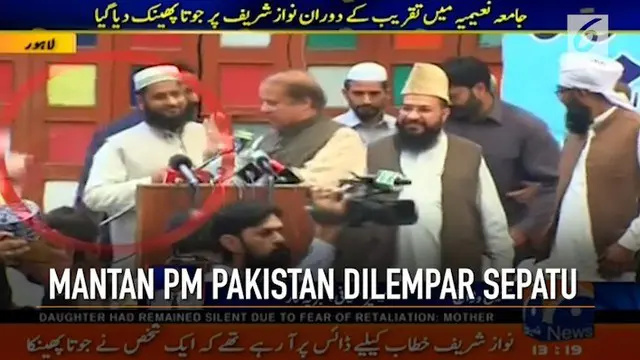 VIDEO: Mantan PM Pakistan Dilempar Sepatu di Atas Panggung