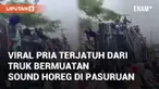 Seorang pria terjatuh dari truk bermuatan sound horeg di acara kampanye Pilbup Pasuruan. Insiden terjadi pada Sabtu (23/11/2024) di Kabupaten Pasuruan, Jawa Timur
