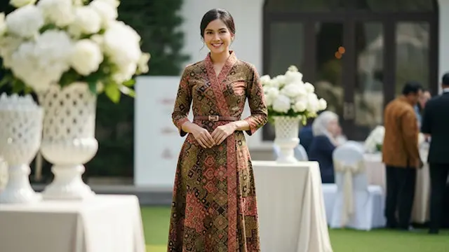 Batik Wrap Dress dengan Motif klasik