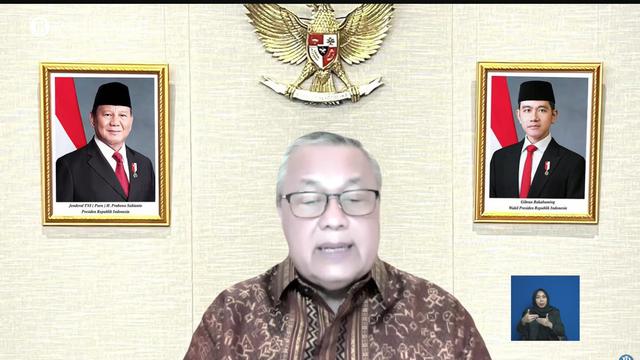 Gubernur Bank Indonesia Perry Warjiyo dalam konferensi pers RDG BI, Rabu (23/4/2025).