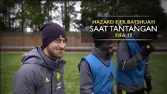 Eden Hazard mengejek rekan setimnya, Michy Batshuayi saat mendapatkan tantangan seperti di gim FIFA 17