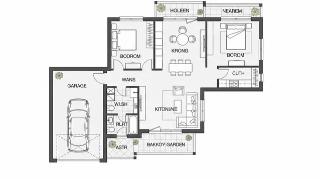 Contoh Rumah Kecil 7x12 dengan Garasi dan Taman Belakang