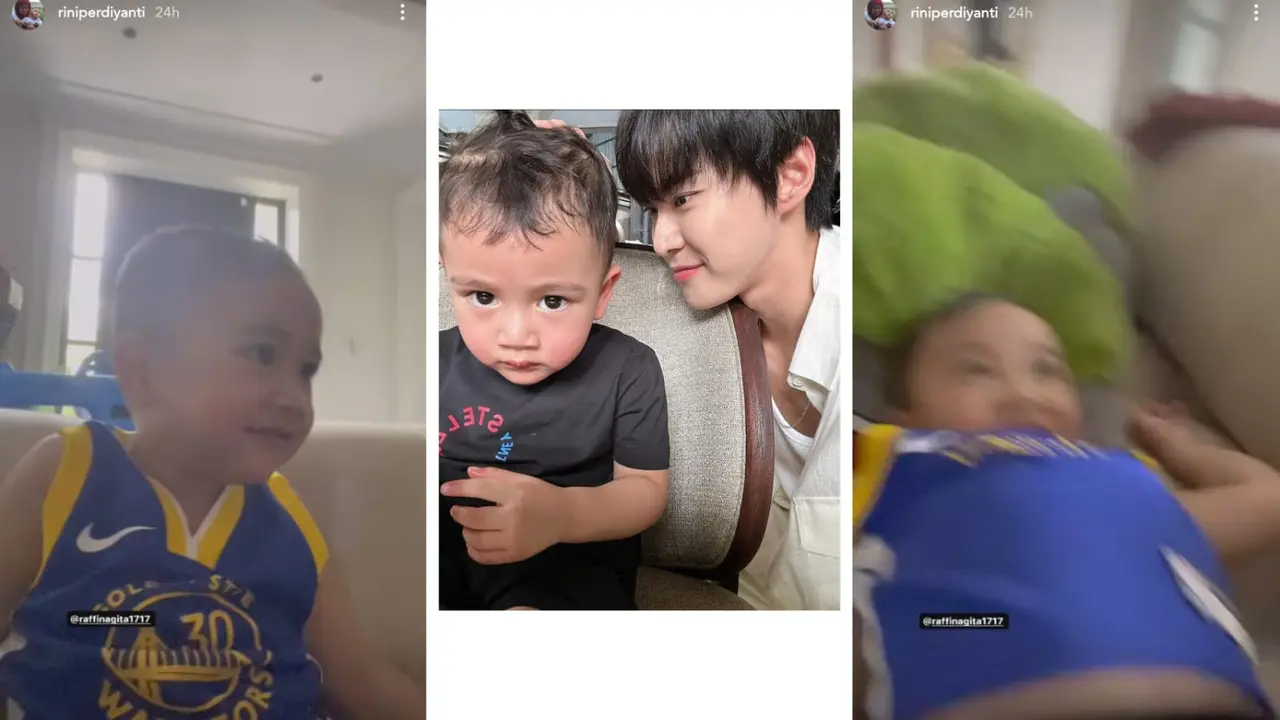Sus Rini Mengunggah Sebuah Video yang Memperlihatkan Rayyanza Malik Ahmad Alias Cipung yang Malu-Malu Mengakui Pengin Jadi Adik Doyoung NCT 127 (Tangkapan Layar instagram.com/riniperdiyanti dan instagram.com/do0_nct)