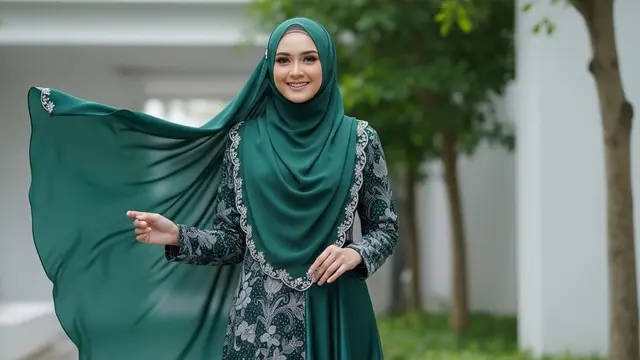 Gamis Batik Kombinasi Satin untuk Pesta Resmi dan Semi Formal