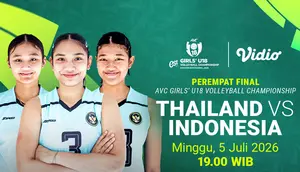 Live AVC Girls’ U18 Quarterfinal - Thailand vs Indonesia: Duel Penentu Tiket Semifinal di Vidio