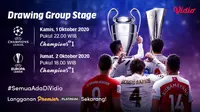 Undian Fase Grup Liga Champions dan Liga Europa di Vidio. (Sumber: Vidio)