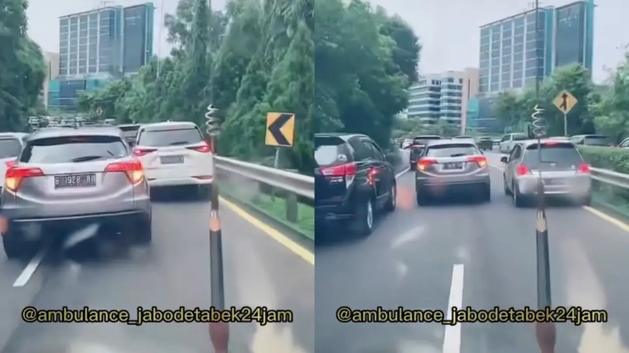 Viral Mobil HRV Bantu Ambulans Buka Jalan (Sumber: Instagram/ambulance_jabodetabek24jam)