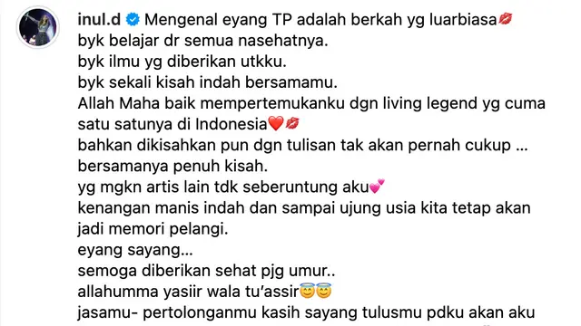 Unggahan Inul Daratista. (Foto: Dok. Instagram @inul.d)