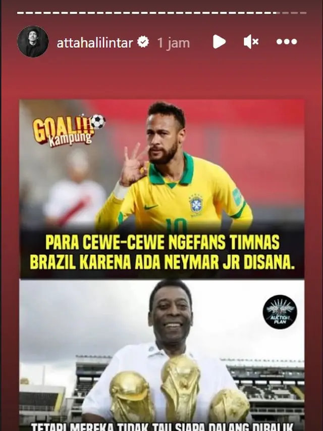 Atta Halilintar Pajang Sindiran untuk Fans Neymar yang Tak Kenal Pele