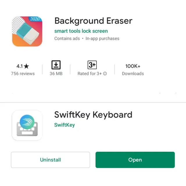 Ilustrasi Aplikasi Background Eraser dan SwiftKey Keyboard (Sumber: Playstore)