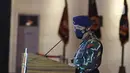 Kapolri Jenderal Pol Listyo Sigit Prabowo memberikan keterangan pers pada peringatan HUT ke-76 Korps Brimob Polri di Mako Brimob, Kelapa Dua, Depok, Jawa Barat, Minggu (14/11/2021). (Liputan6.com/Herman Zakharia)