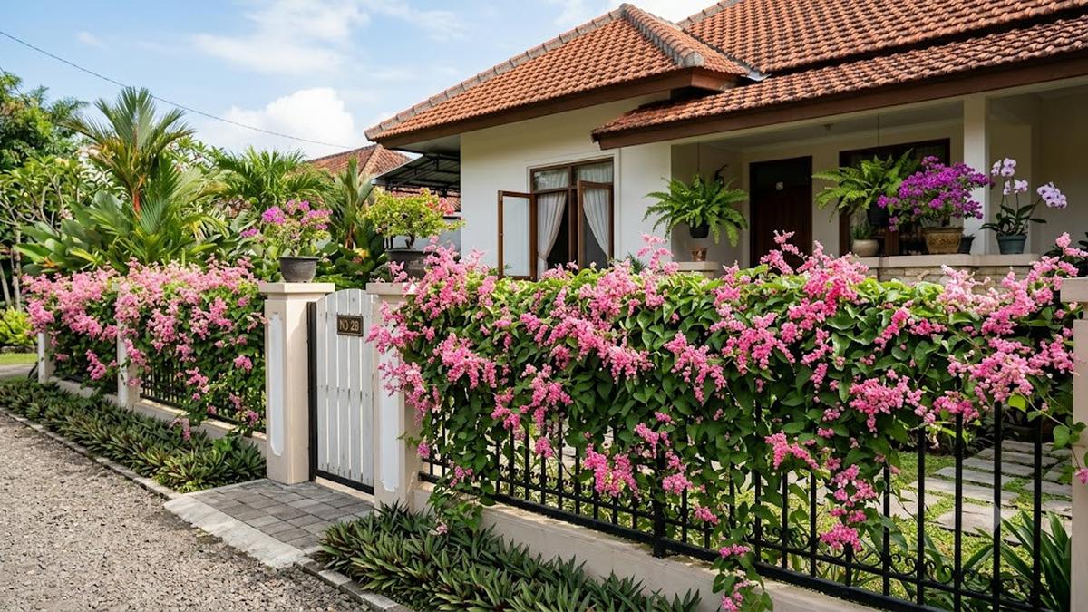7 Ide Pagar Rumah dengan Bunga Air Mata Pengantin yang Cantik dan Estetik