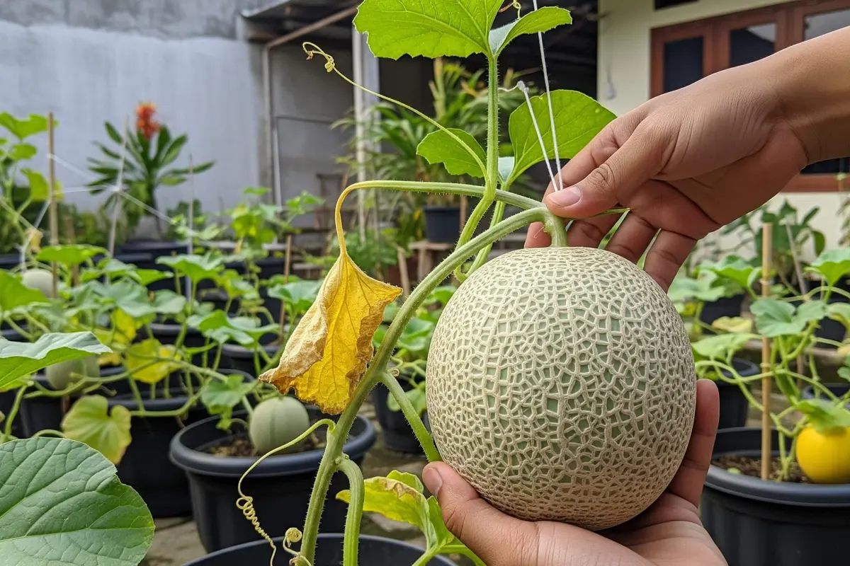 cara menanam melon di pot halaman rumah