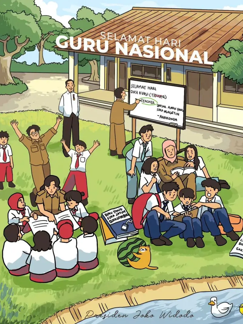 Ucapan Presiden Jokowi di Hari Guru Nasional dalam karikatur