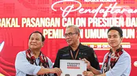 Prabowo dan timnya sudah menyerahkan berkas yang dipersyaratkan KPU untuk maju sebagai peserta Pilpres 2024. (Liputan6.com/Faizal Fanani)