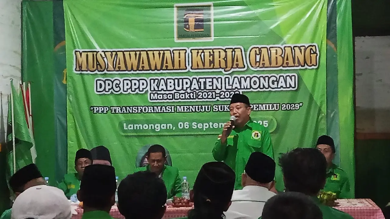 DPC PPP Kabupaten Lamongan melangsungkan Musyawarah Kerja Cabang (Muskercab) 2025, dengan tema “PPP Transformasi Menuju Sukses Pemilu 2029", Sabtu (6/9) (Istimewa)