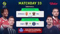Tonton Siaran Langsung Ligue 1 Pekan Ini di Vidio : AS Monaco Vs Nice, Angers Vs PSG